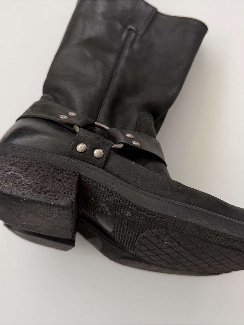 Vintage Black Leather Harness Moto Boots - Picture 6 of 6